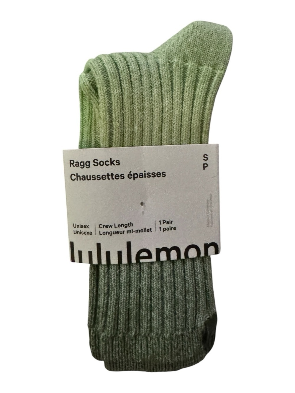 Lululemon Unisex Crew Length Ragg Socks Green NWT Sizes S Sold Out